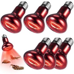 6 Pack 75 W Reptile Heat Bulbs Red Heat Lamp Bulb Lamp Red Basking Light Bulb…