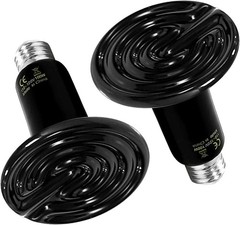 Reptile Heat Lamp 100w 2-pack Ceramic Heat Emitter, No Light Emitting Heat Bulbs