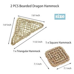 Reptile Hammock 2 Pack 11 x 7.9 Inch Triangle Square Seagrass Fiber Lounger