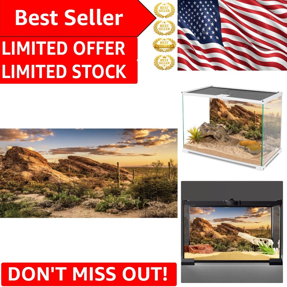 Vibrant Blue Sky Oasis Terrarium Background, 36×18″ – Lightweight & Easy Install