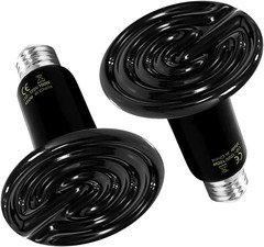 Reptile Heat Lamp 100W 2Pack Ceramic Heat Emitter No Light Emitting Heat Bulbs