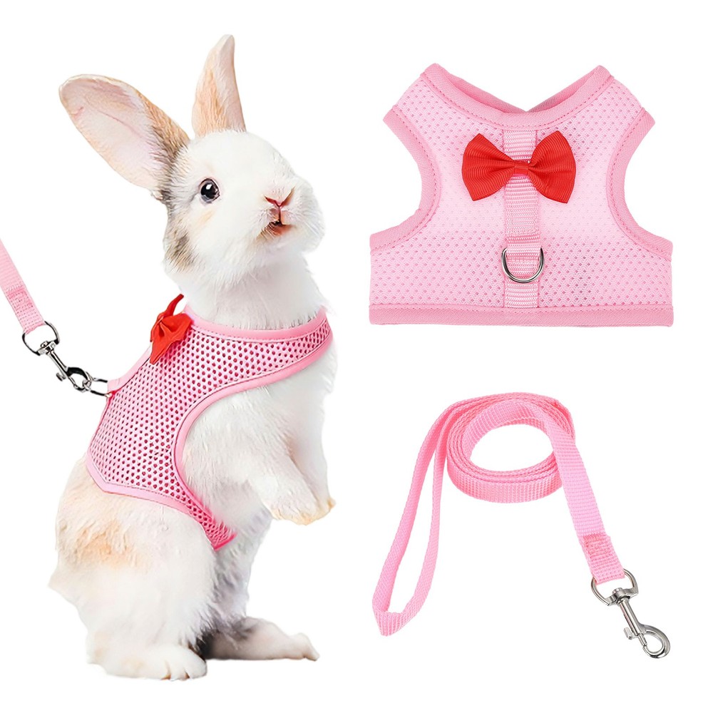 Rabbit Harness and Leash Small Pet Cute Vest Harness Leash M Pink