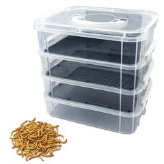Mealworm Breeding Kit,Prevent Escape Mealworms Keeper,Four-Layer High Capacit…