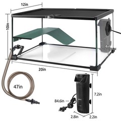 Oiibo Glass Turtle Tank Kit, 10 Gallon 20″ x 12″ x 10″ Turtle Tank Starter Ki…