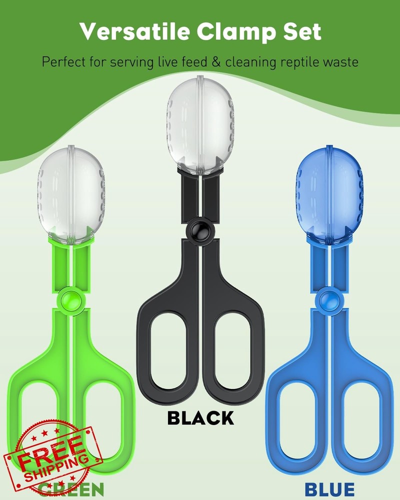Pawfly 3pk Reptile Feeding Clamp Bug Scooper Poop Scoop Terrarium Tools