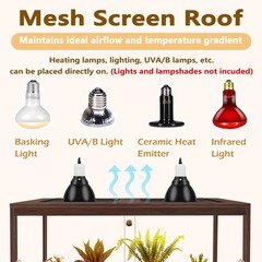 PROLEE Bearded Dragon Tank, Reptile Tank with Meatl Mesh 27 Gallons, Walnut