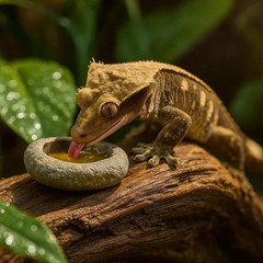 Crested Gecko Stone Feeding Bowl Natural Rock Dish Handmade Reptile