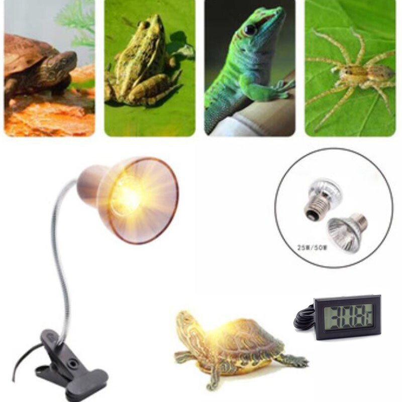 Reptile Heating Light Bulb Tortoise Turtle Basking UVB UV Lamp Clip Holder 110V