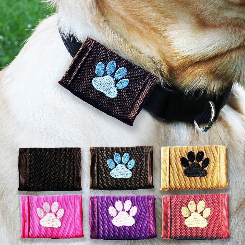 Dapper Dog Pet Tag Silencer – Ballistic Nylon (Black with Blue Paw Print)