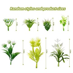 Aquarium Plants Artificial Plastic Green White Small 50 Pack Fish Tank Decor