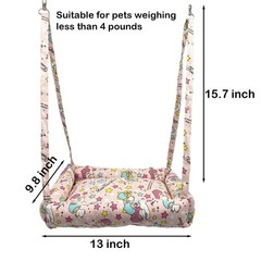 Rabbit Hammock Swing Small Animal Hanging Swing Hammock Bed with 2 Pads Pet H…