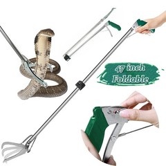 Collapsible Snake Tongs Stainless Steel Grabber Catcher Reptile Handling Tool