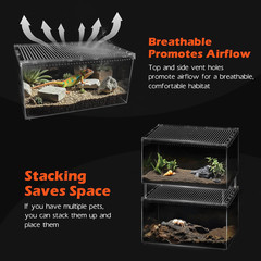 Escape Proof Reptile Terrarium,Shatter Proof Polycarbonate Tarantula Tank with M