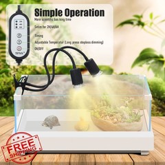 TFNN Reptile Heat Lamp Double Head 25W+50W Bulbs Clamp