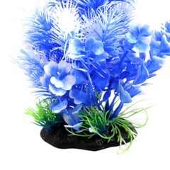 Blue White Plastic Plant Ornament Aquarium Fish Terrarium Reptiles Tank Decor