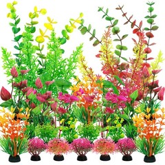 QUOZUO 25 Pack Aquarium Plants, Colorful Artificial Fish Tank Plants Decorati…