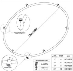 Stainless Steel Fan Misting Ring-15 Inch Diameter – 6 Nozzles
