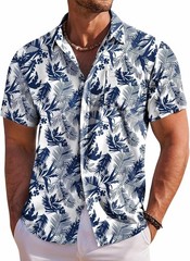 Coofandy Men’s Floral Hawaiian Short Sleeve Button Down Shirt