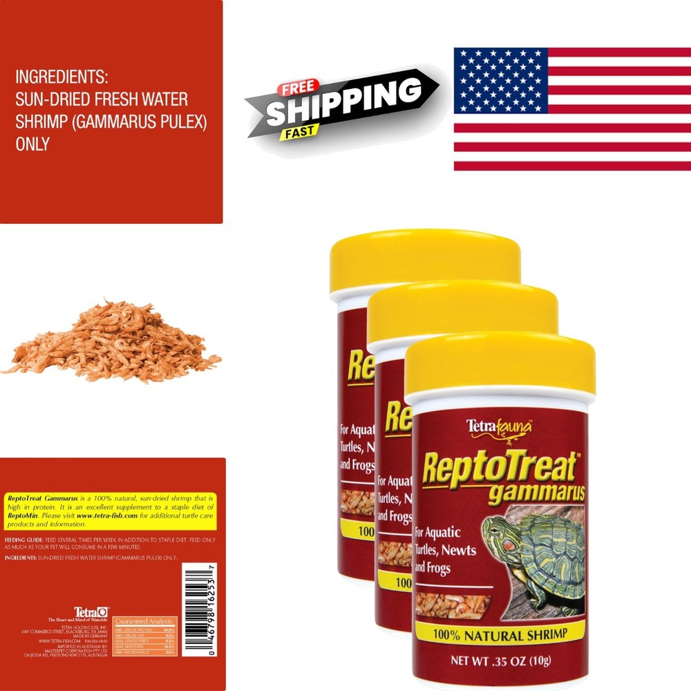 Delicious Gammarus Shrimp Treat for All Aquatic Pets 0.35 Ounce Pack of 3
