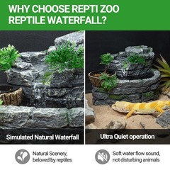 REPTI ZOO Reptile Water Fountain with Food Dish, 550ML Terrarium Waterfall Dr…
