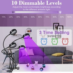 LEDLampsWorld USB UV Black Light 4 Heads, 20W 395nm-405nm LED 4