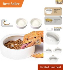 2-Pack Anti-Escape Ceramic Reptile Food Dish Bowls – 2.75in for Small Pets