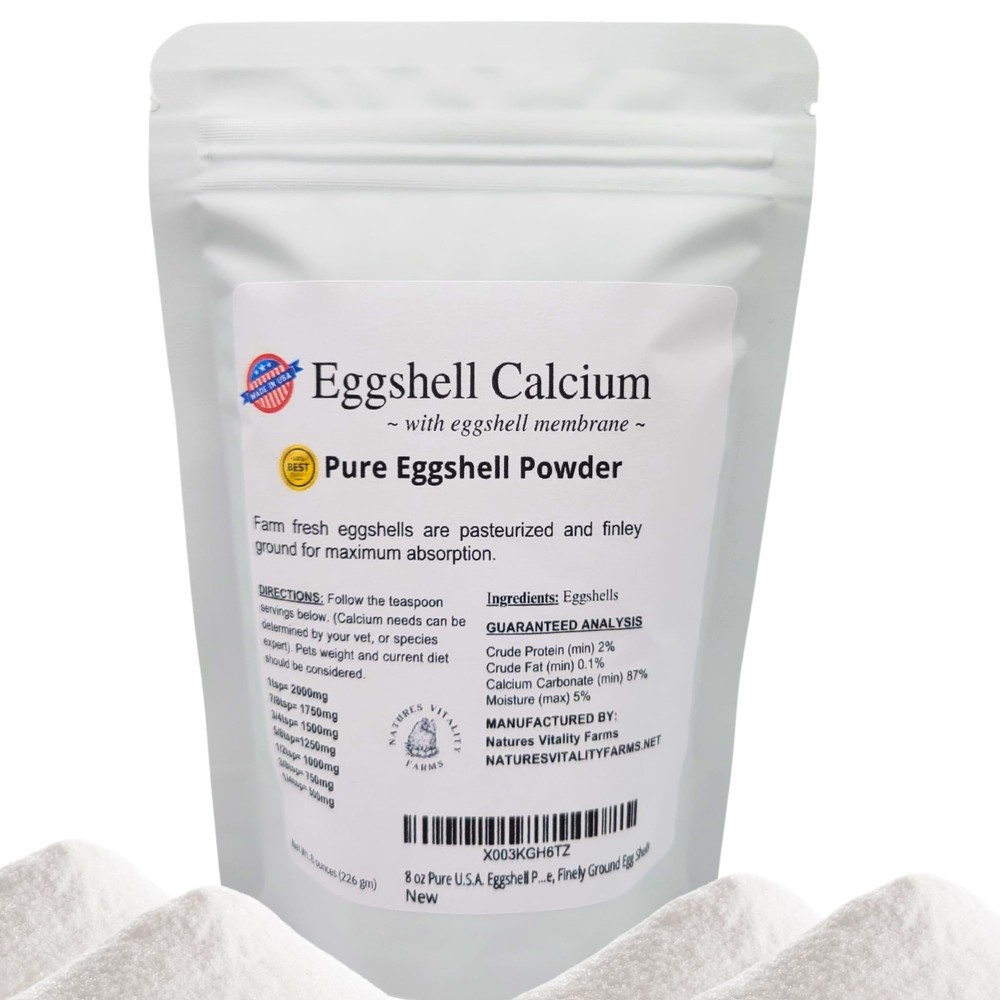 Eggshell Powder Calcium Supplement for Dogs Cats 8 oz Finely Ground