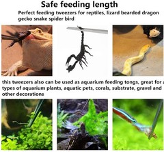alfyng 15 Inch Reptile Feeding Tongs Long Tweezers Cricket Clamp Bug Scooper, 3