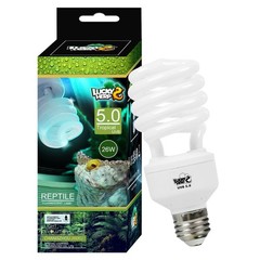 26W Reptile UVA UVB Light 5.0, Compact Fluorescent Tropical Terrarium Lamp