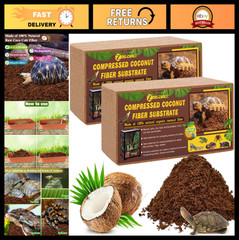 2 Pack Organic Coconut Fiber Substrate Coco Coir Brick for Reptiles & Terrariums