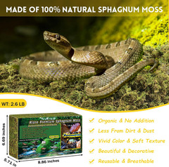 Riare 2.6LB Premium Sphagnum Moss for Reptiles- 100QT Natural Live Moss Reptile