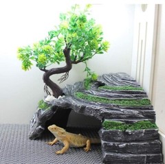 Reptile Hideout Caves Turtle Ramp Basking Platform Habitat Shelter Decor Humidif
