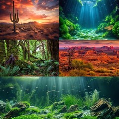 Reptile Habitat Background Sunset Desert Tank Decors Saguaro Cactus Arid Moun…