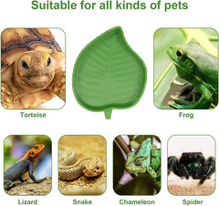 2 Pieces Leaf Reptile Food Water Bowl Plate Dish for Tortoise Corn Snake Crawl P