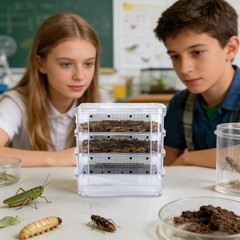 Mealworm Breeding Kit 4-Layer Clear Mesh Feeding Bin Mealworm Farm