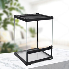 Mini Reptile Glass Terrarium Tank 8″*8″*10″ Full View with Front Opening Door,Am