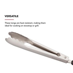 KitchenAid Set of 2 Stainless Steel Tongs with Scalloped Edges Easy Lock Dish…