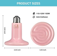 Energy Efficient 150W Ceramic Heat Bulb – Ideal for Reptiles and Poultry, 2 Pack