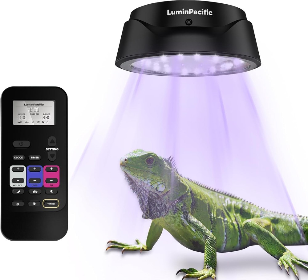 LED Reptiles Light with Remote, UVA UVB FR Lamp for Rainforest & Desert Reptiles