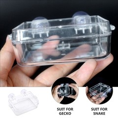 2pcs Reptile Water Dish Transparent Basin Lizard Feeder Anti-Escape Feeding Bowl