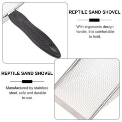 1Pcs Black Stainless Steel Reptile Sand Shovel Ergonomic Durable Cleaning Tool