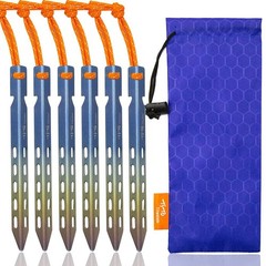 TiTo 6 Pack Titanium Tent Stakes 10X10X160mm V-Shaped Windproof Tent Nail Peg…