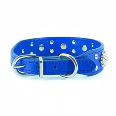 Rhinestone Flower Dog Collar, Bling Crystal Diamond Sparkling PU Leather Coll…