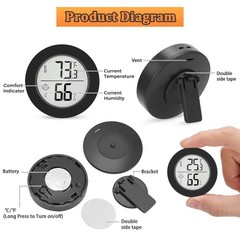 Reptile Tank Accessories, 2 Pack Bearded Dragon Tank Thermometer Humidity Gau…