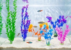 25 Pack Aquarium Plants, Fish Tank Decoration Colorful Artificial Fish Tank D…