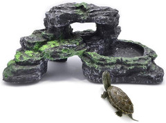 PINVNBY Reptile Hide Resin Turtles Dock for Aquarium (Size: 7.1 X 4.7 X 2.7 Inch