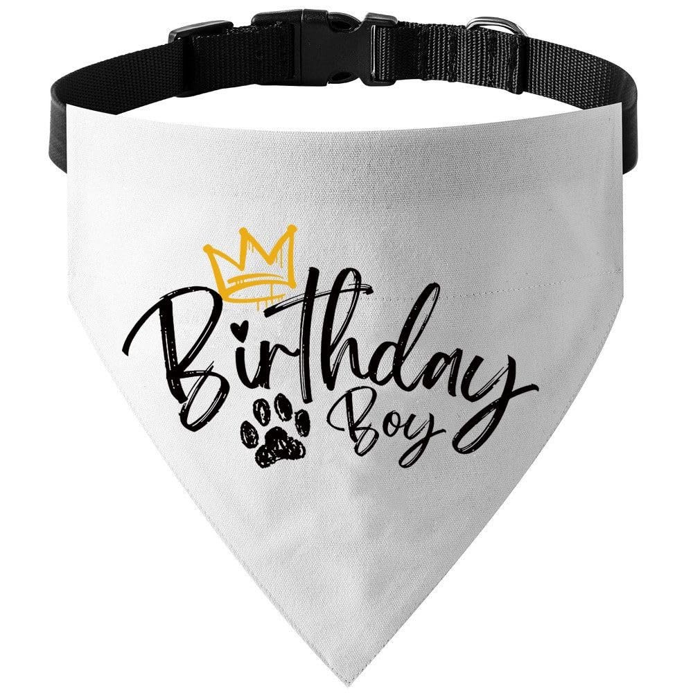 Adjustable Reversible Dog Birthday Boy Bandana Collar, Premium Durable Fabric…