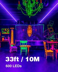 Onforu 32.8ft LED Black Light Strip Kit, 600 Units Lamp Beads, 12V 10M,