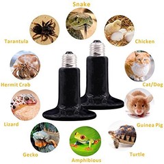 2 Pack 150W Ceramic Heat Emitter Reptile Heat Bulbs for Amphibian Chicken Dog
