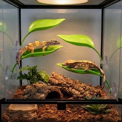 4 PCS Crested Gecko Hide Reptile Leaf Platform W/ Suction Cups for Turtle Tank